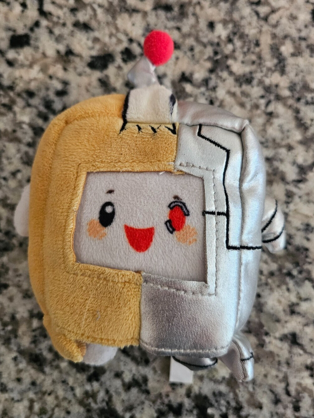 LankyBox Boxy Cyborg plush half-yellow, half-silver design